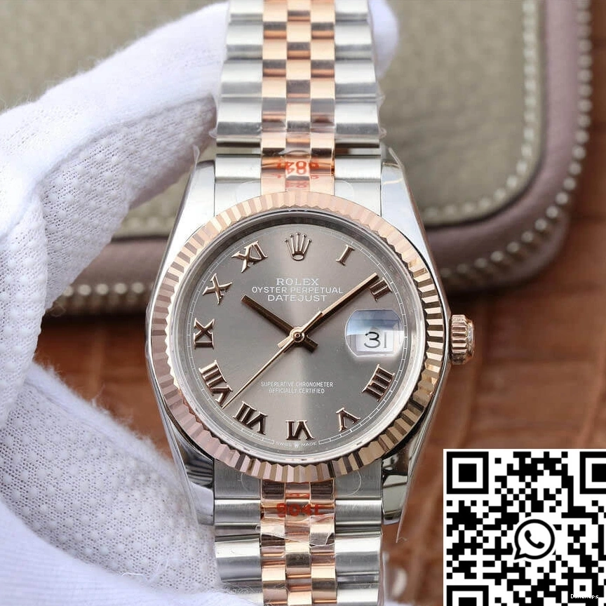 36MM Rose Factory Rolex Silver Dial GM 116231-0087 Gold Datejust 0518